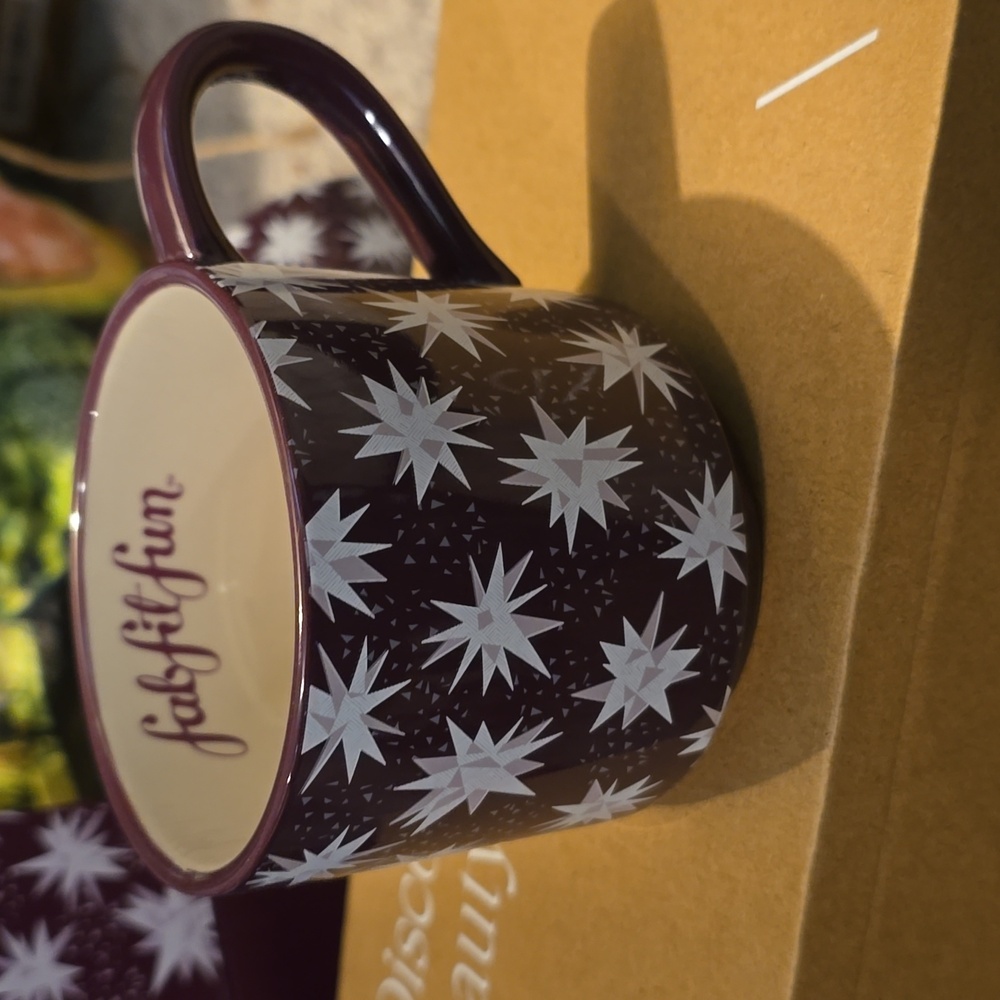 Fabric Fit Fun Stacking Mug Set. Set Of Two Purple Stunning Mugs.